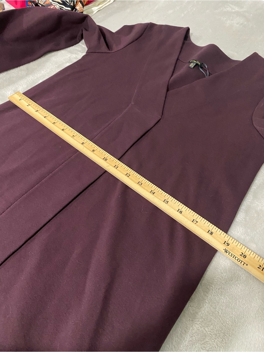 Massimo Dutti Burgundy Plum V-Neck Long Sleeve Dress - Picture 14 of 16